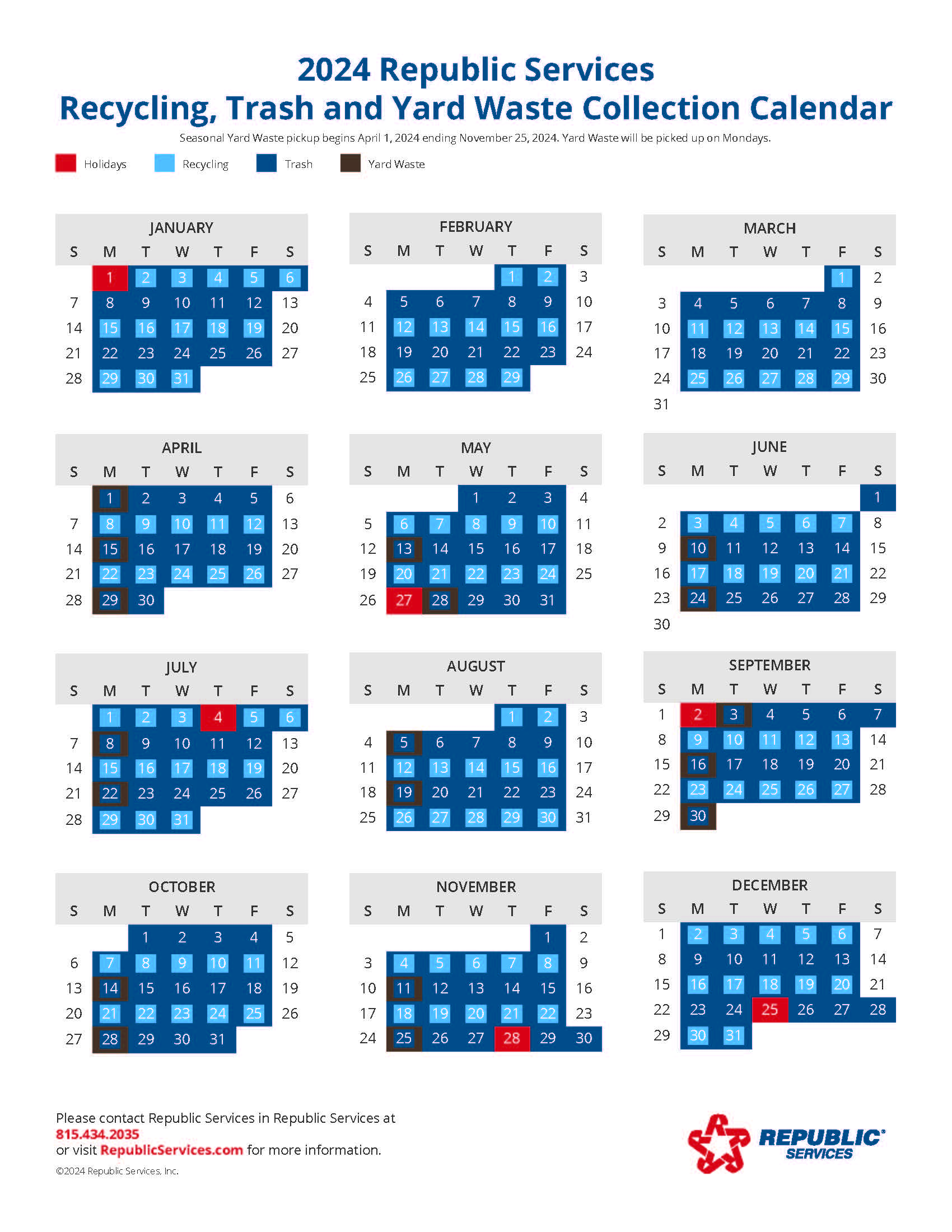 Garbage Recycling And Yard Waste City Of Peru Illinois 61354   2024 Peru Calendar Creation Tool Page 1 